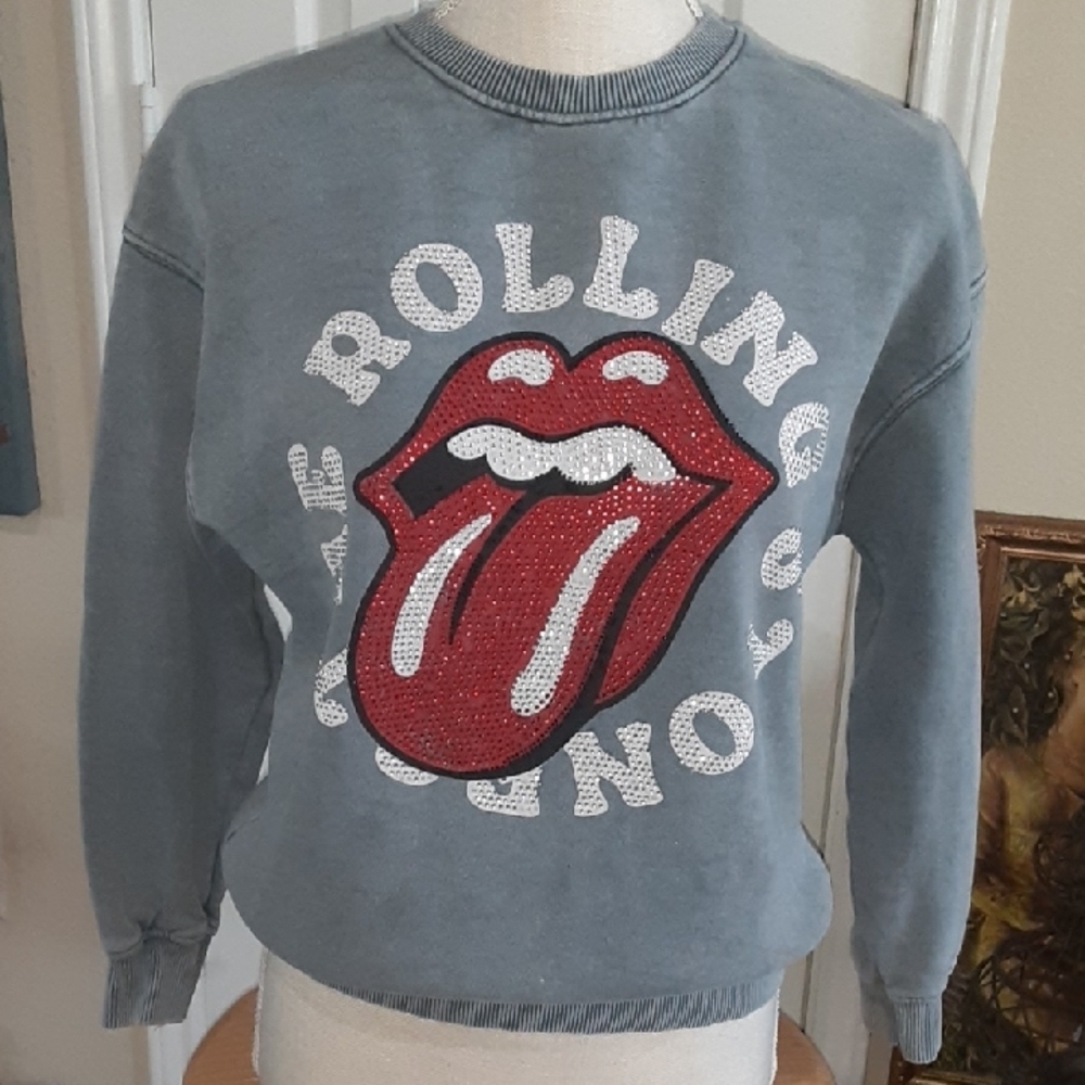 Zara Kids x The Rolling Stones Sequin Rhinestone Sweatshirt 9-10